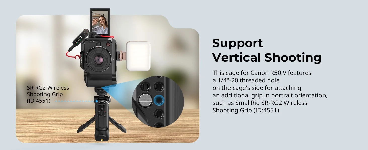 Cage for Canon EOS R50 V with Silicone Handle & Arca-Swiss Quick Release Plate f