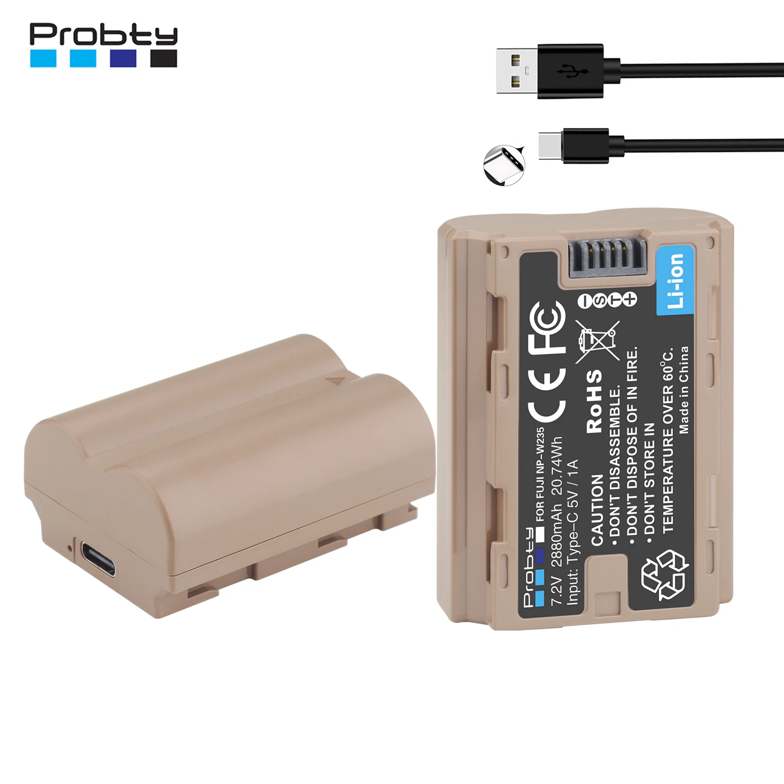 Batteria Agli Ioni Di Litio 2880Mah Np-W235 Np W235 Per Fotocamera Fujifilm X-H2, X-H2S, Xt4, Gfx100S, Gfx50Sii, Vg-Xt4 Grip Npw235