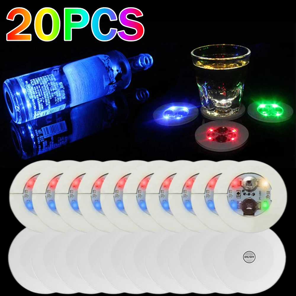 1/10/20/30PCS LED Coaster Light Up Coasters Stickers Liquor Bottle