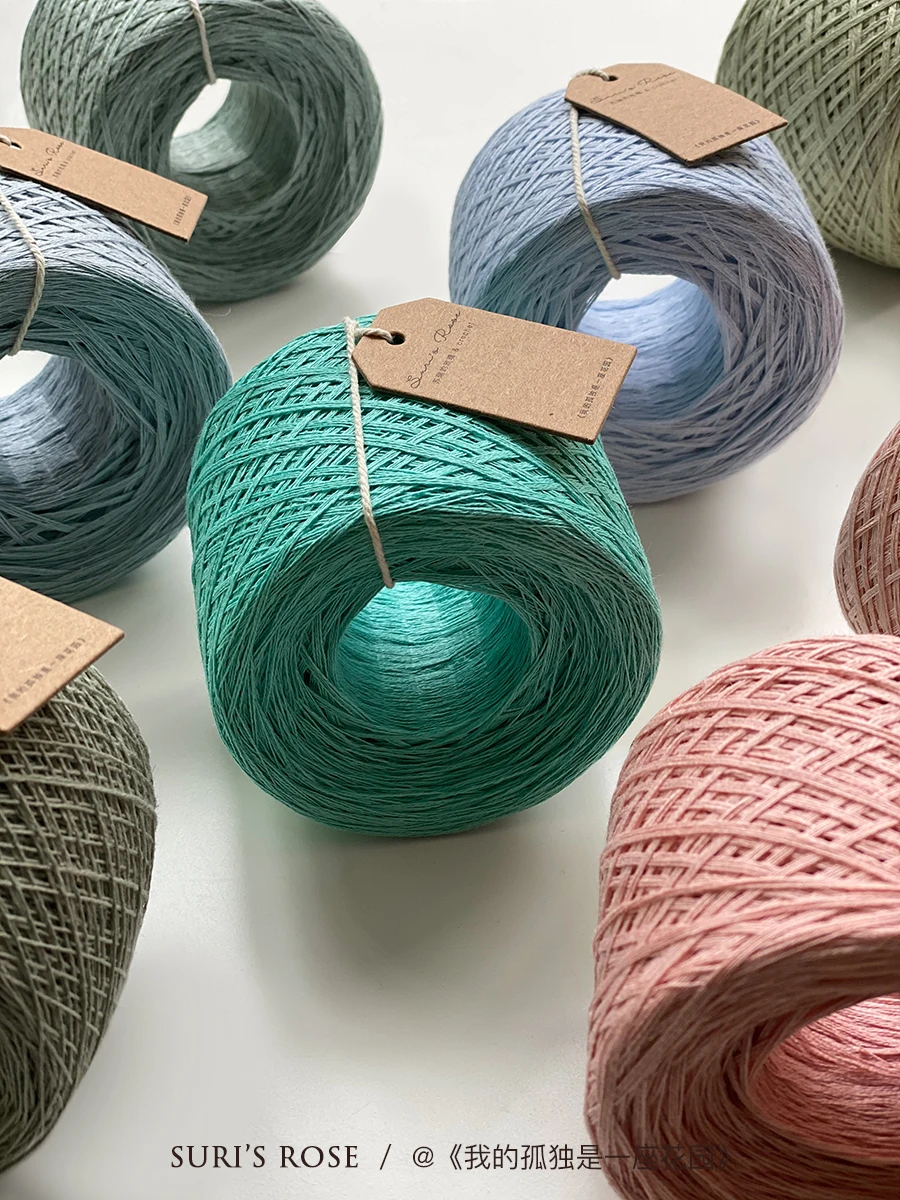 Hochwertige importierte 100 % Leinen-Sommer-Handstrickmütze, Pullover, Häkelnadel, hohle Knochenwolle, 50 g/Knäuel – Detail 2