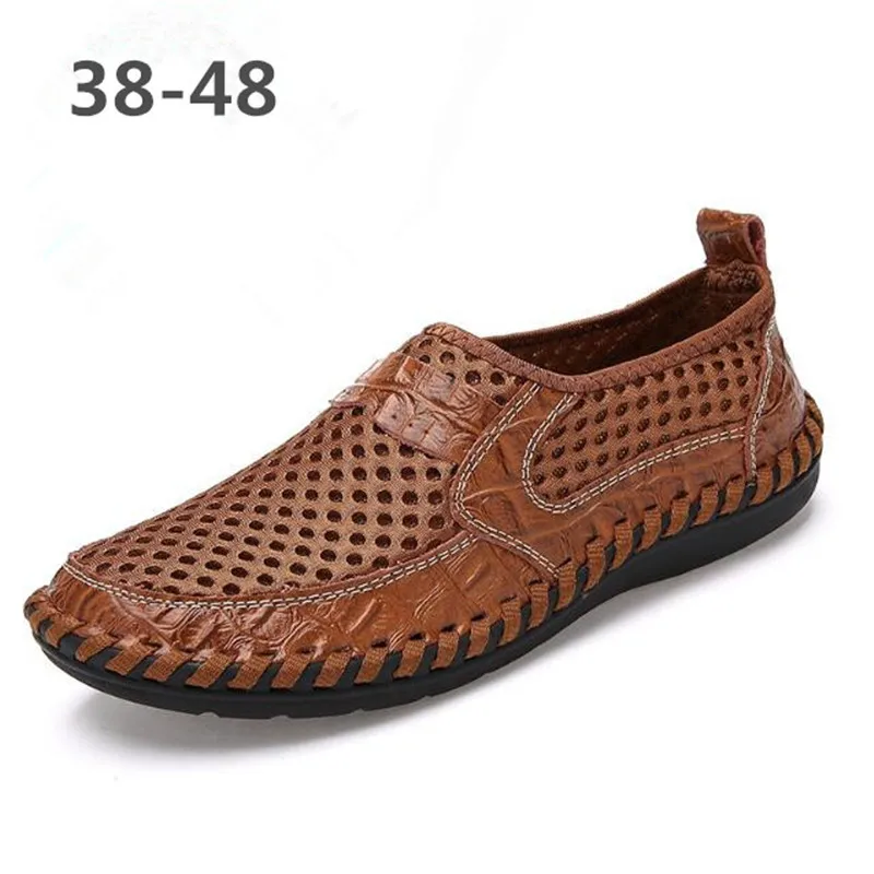 Značka nový móda muži mokasíny muži prodyšné pletivo ležérní boty vysoký kvalita originální kůže muži jízda boty pánský obuv