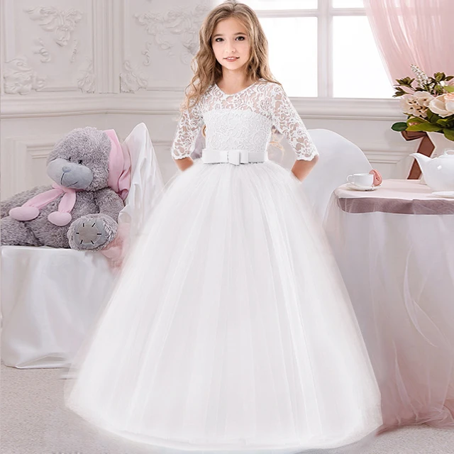 Vestido para niñas, ropa de dama de honor, fiesta de boda, color rosa y blanco, 8, 10, 12, 13 y 14 años AliExpress