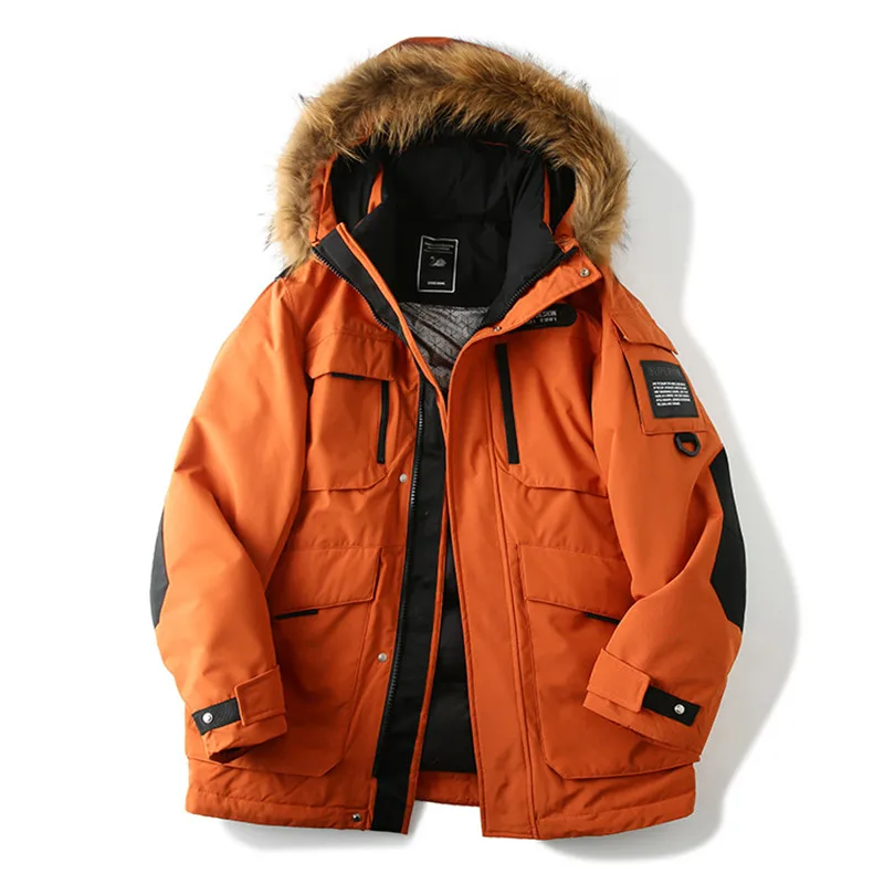 90 Goose Down Silver Ion Raccoon Fur Men's Workwear Jacket Outdoor