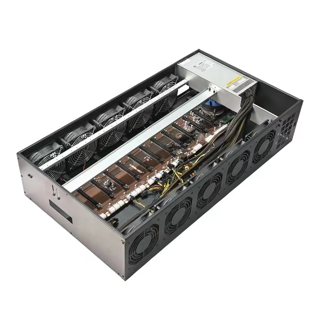 B12S 12 GPU 무소음 서버 프레임 케이스 컴퓨터 GPU 케이스 커스텀 케이스 8/12 GPU 마더보드 파워 서플라이 포함