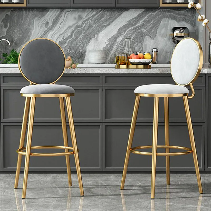 High Bar Stools Lounges Dining Chairs Office Designer Nordic Chair Counter Velvet High Kitchen Stool Barkrukken Furniture trexm 6 piece rustic dining set including 1 table 1 bench and 4 chairs for small apartment studio kitchen gray