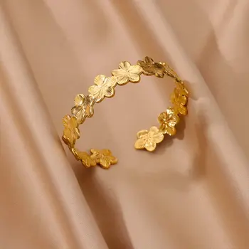 Golden Floral Cuff Bracelet 1