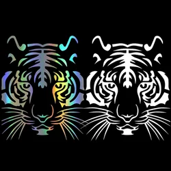 Autocollant Laser tête de tigre de voiture 14x15cm, étiquette de décoration de style de carrosserie automobile, coloré pour pare brise arrière 