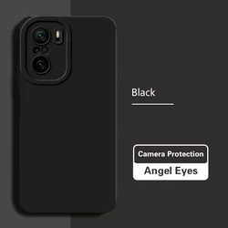 Candy Angel Eyes Soft Liquid Silicone Shockproof Phone Case - Original Matte  Back Cover for Poco F3 (Classic Black)