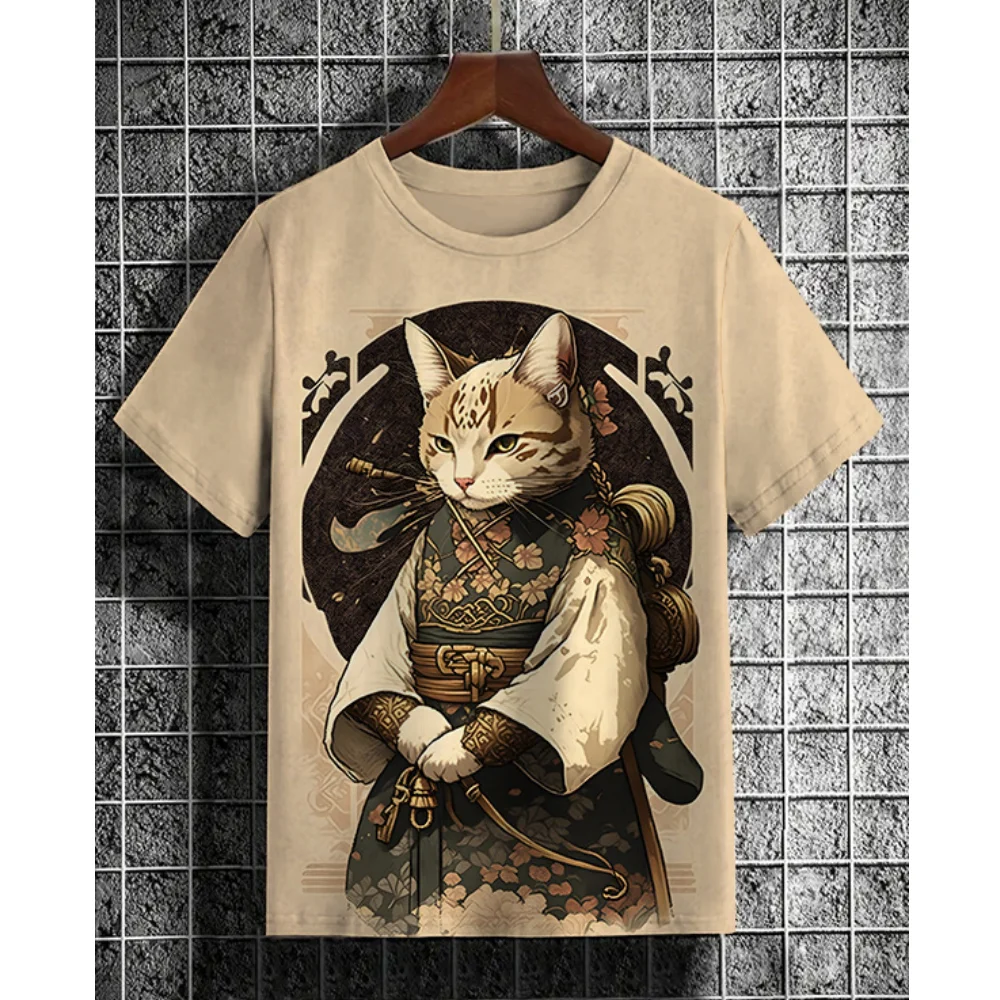 thumbnail image 1 of Camiseta de hombre con diseño de gato de anime, camiseta de manga corta con estampado 3D de dibujos animados, ropa de hombre, camiseta para hombre, camisetas casuales de uso diario vintage, 1 of 5