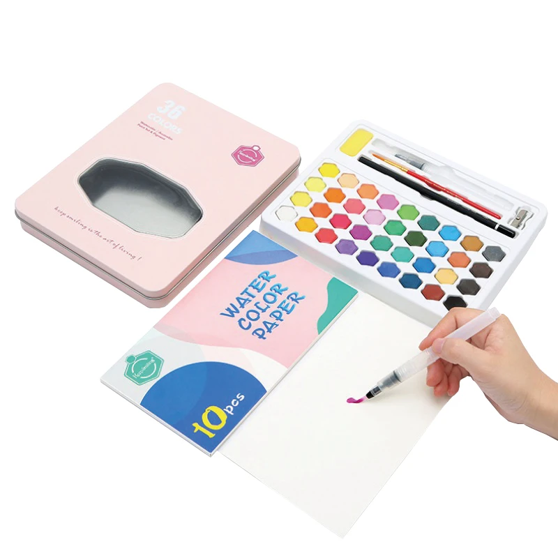 

Washable non-toxic 36 color solid watercolor paints set for kids