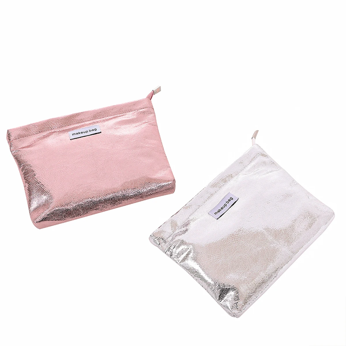 YANZAI Fashion Ladies Shiny Sequins Silver Clutch Crack Make Up Storage Bag Portable Women Toiletries Handbag Bag