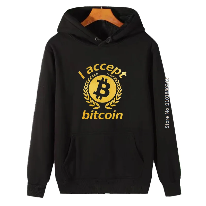 Accept I Bitcoin-ropa de invierno para hombre, Btc Cryptocurrency Crypto Blockchain, sudaderas con capucha y blusas nuevas de alta calidad