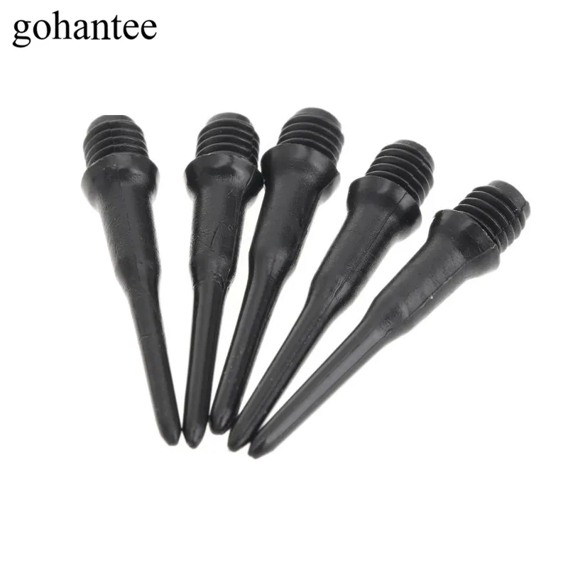 gohantee 50PCS/ LOT Short Soft Safety Plastic Dart Tips Stubby Black Points Shafts Flights Darts Accessories Outdoor Sports