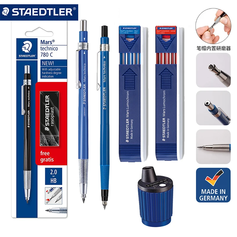 Staedtler 780c Mars 2.0mm Technico Automatic Mechanical Pencil/502 Rotary  Action Lead Pointer and Tub &Pencil Refill Set - AliExpress