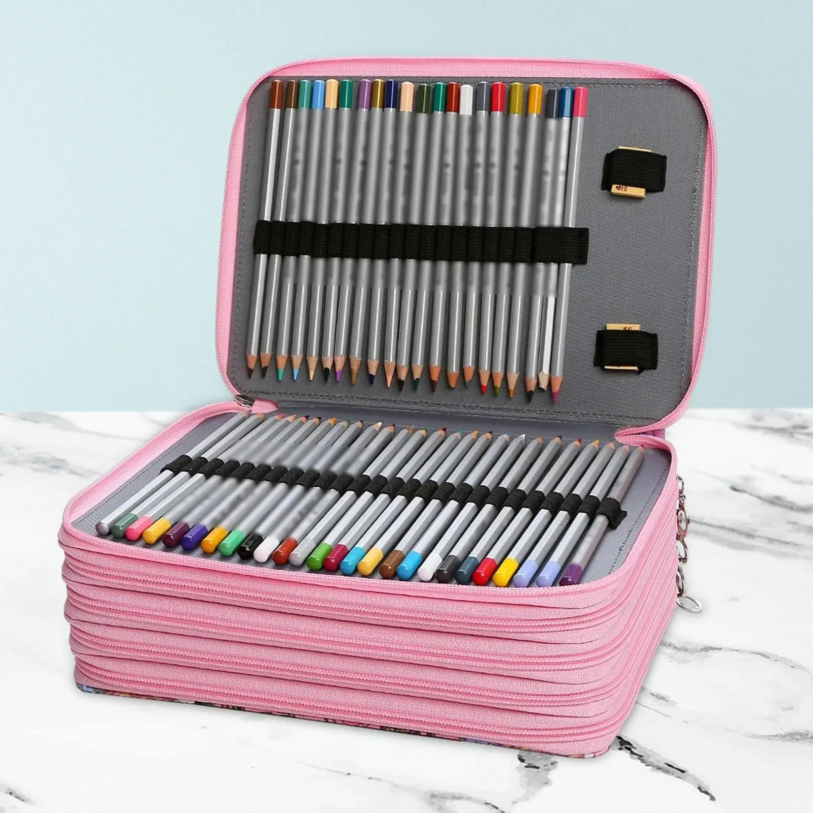 200 Slots Colored Pencil Case Storage Bag Durable Pen Pencil Bag for Painter Art Galleries Blender Pencils Cosmetic Brushes Home