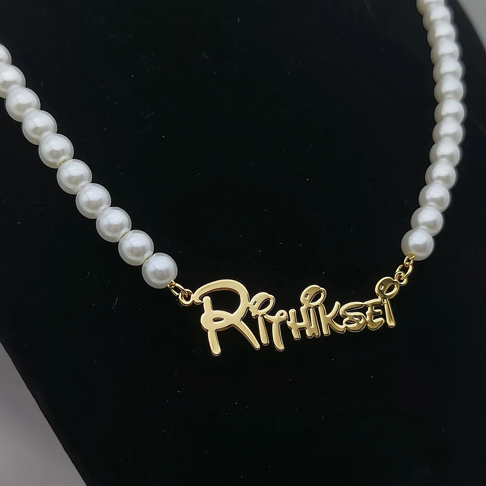 

LeeChee New Style Custom Name Necklace Bead Chain Nameplate Letter Pendant Birthday Gift For Women