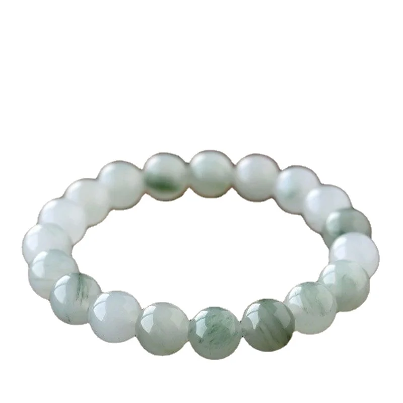 

Floating Green Jade 8mm Bead Stretch Bracelet