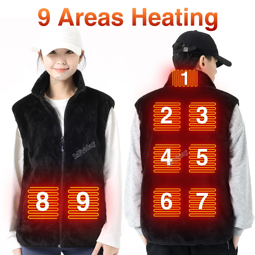 

New 9 Areas Heating Vest Fleece Heating for Men and Women Casual Wear Heating Vest Thermal Clothing Vest Winter Fishing Hiking