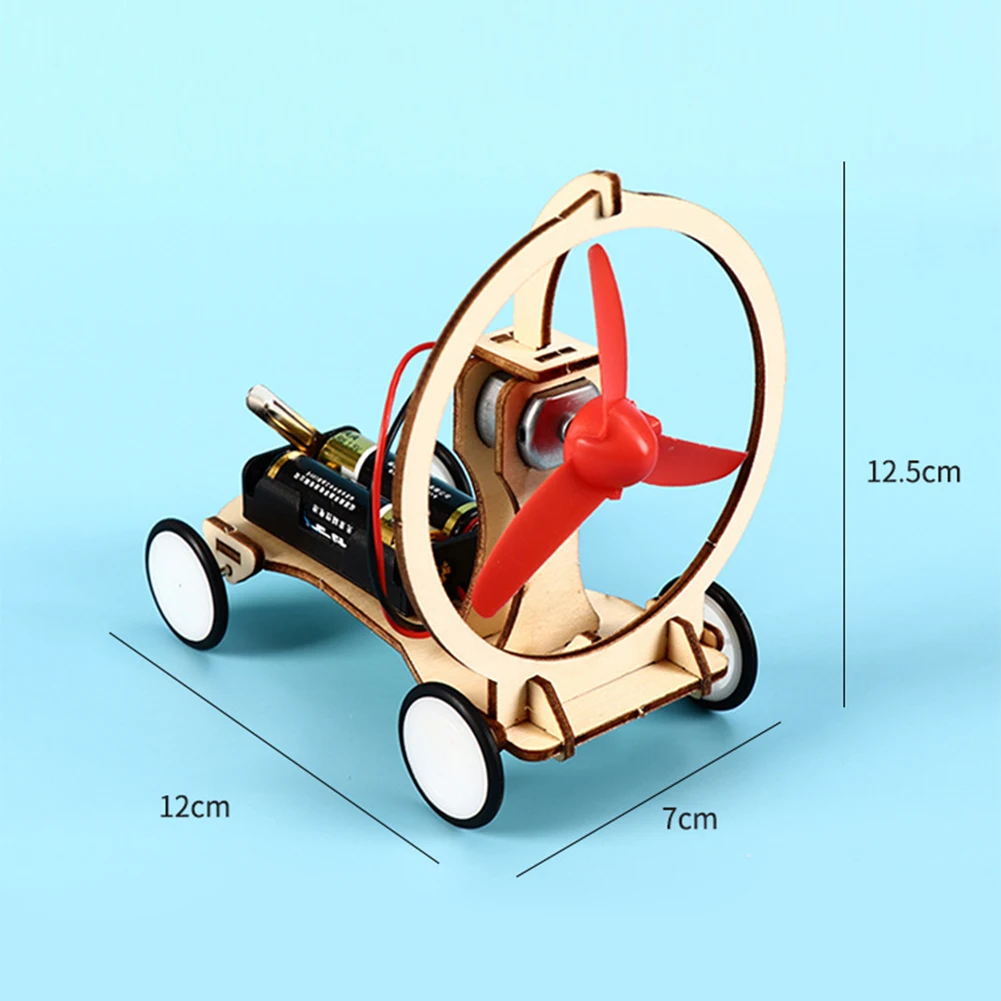 DIY Electric Wind Car Toys Excellent Plastic Wood Kids Students Physical Science Experiments Technology Learning Kit