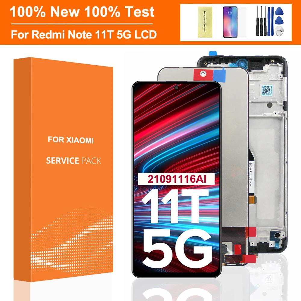 

6.6'' Original For Xiaomi Redmi Note 11T 5G LCD Display Touch Screen Digitizer Assembly Replace For Redmi Note11T 21091116AI LCD