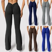 Fashion Micro Horn Leggings Women V-back Waist Sports Pants High Waist Push Up Butt Gym Pants Solid Slim Casual Leggings 1