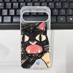 Animated Angry Cat Cartoon Doodle Soft TPU Phone Case Cover - Google Pixel 8 Pro (Style 1)