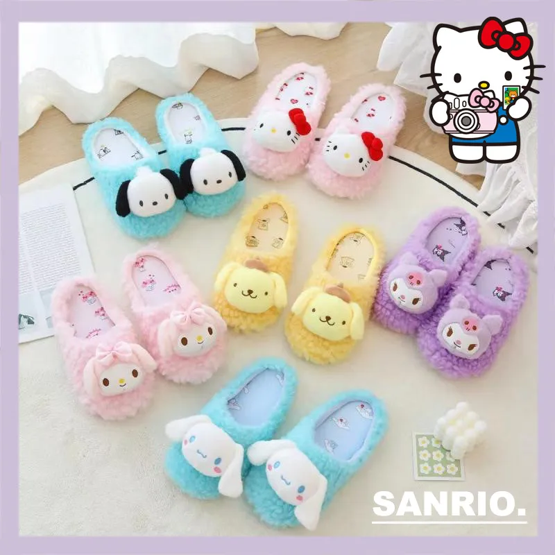 Sanrio Slipper Kuromi Hello Kitty Plushie Kawaii Doll Winter Home