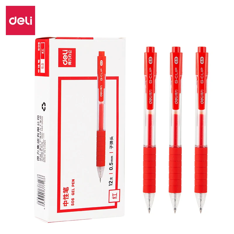 Deli 0.5mm Signature Pen Black Red Ink Gel Pen Office Supplies High-quality Pen School Student Supplies Stationery For Writing