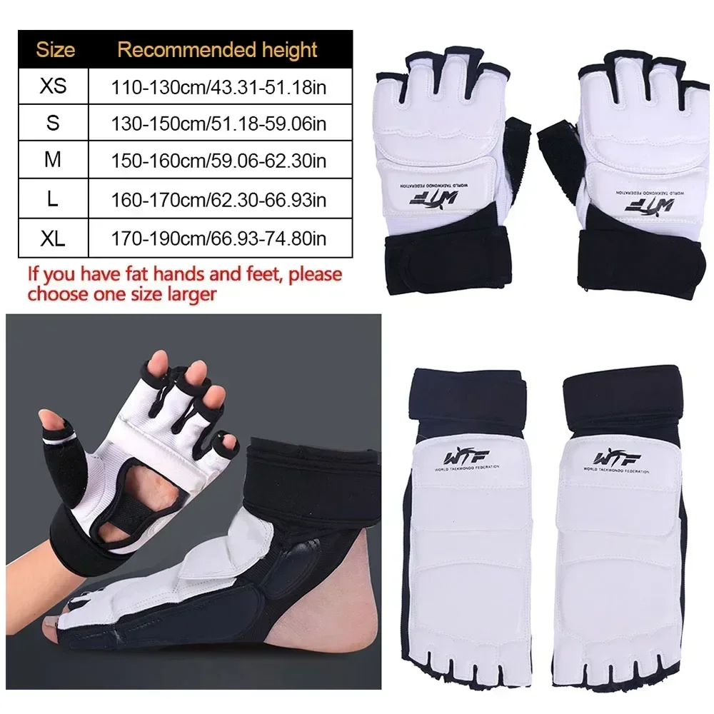 1 Pair Boxing Training Gloves Taekwondo Competition Protective Martial Arts Hand Foot Guards PU Protective Legguard Gear