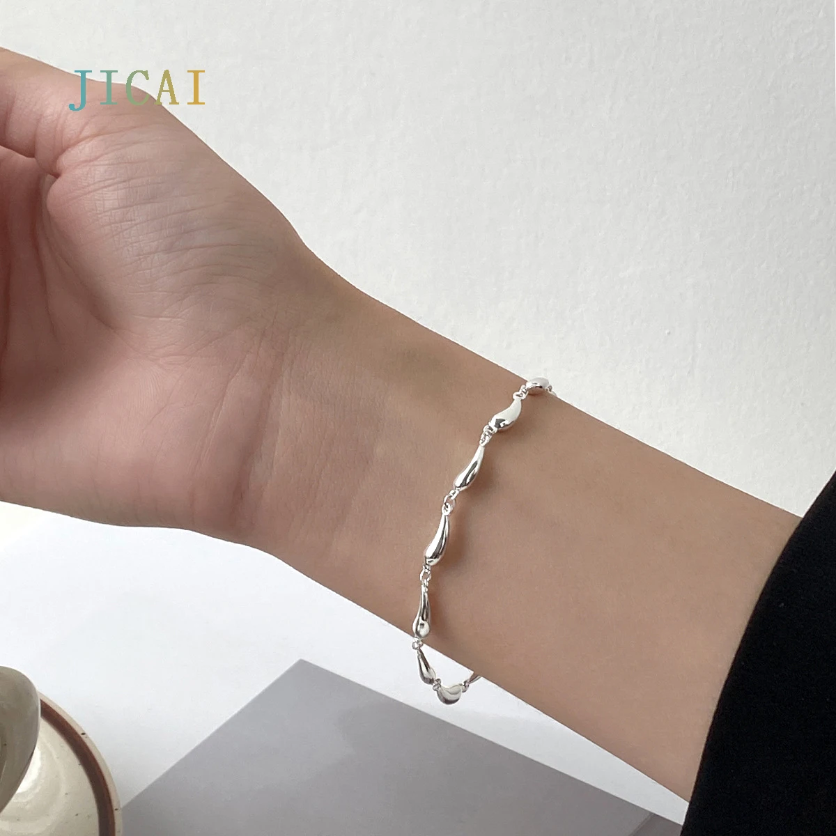 

JICAI Silver 925 Water Droplet Bracelets For Women Hand Bracelets Jewelry Luxury Bracelet Women Luxury Quality Jewelry