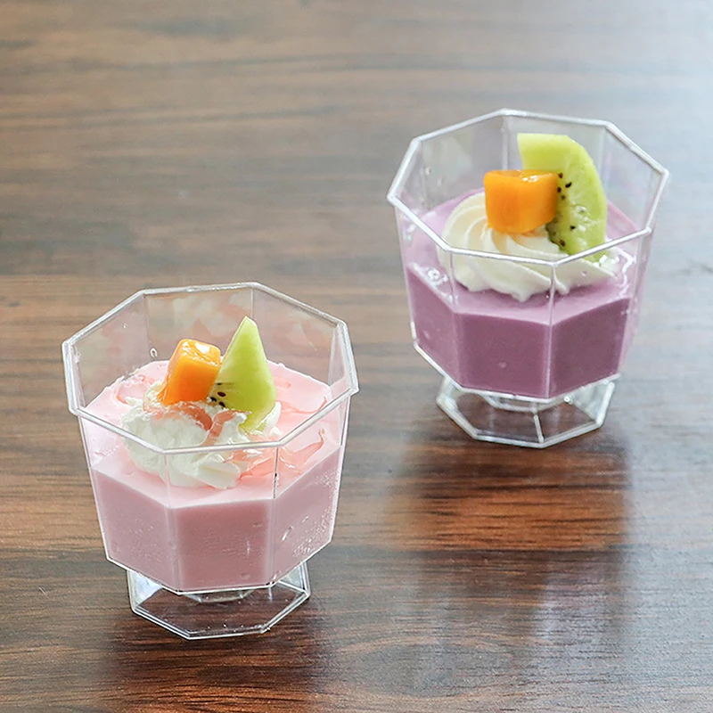 120ML Mini Dessert Cups Small Dessert Cups Plastic Footed Wine Glasses Serving Trifles Appetizers 10Pcs