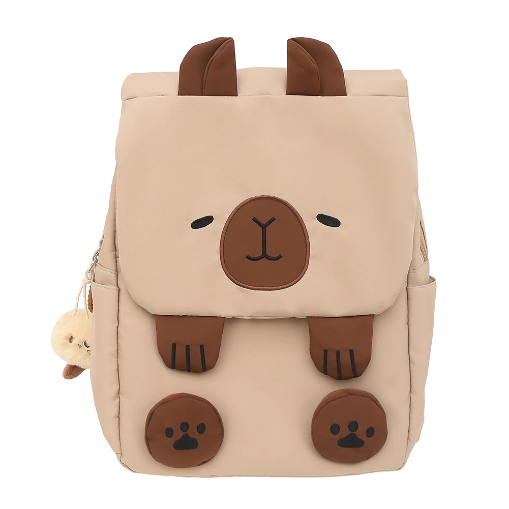 Nylon Capybara Kawaii Backpack with Zipper Closure for Women