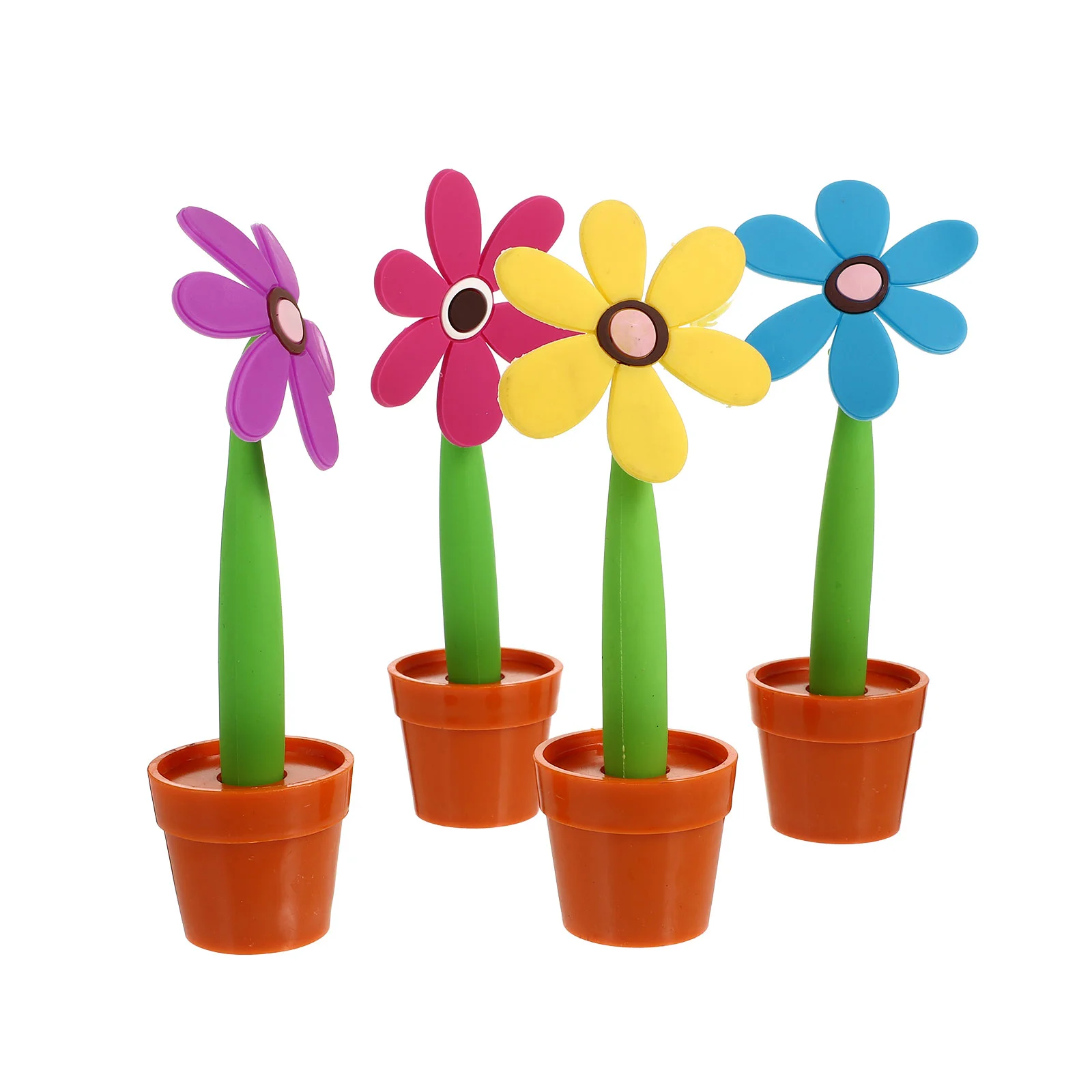 

4pcs Novelty Ballpoint Pens Sunflower Pens Bulk Flowerpot Stationery Writing Pens for Home School Office ( Purple, Yellow,
