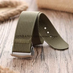Waterproof Nylon Canvas Military Sport Watch Strap with Folding Buckle - 22mm (Army Green)