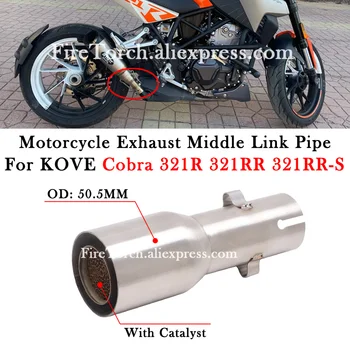 Slip On Motorcycle Exhaust Modify 51MM Muffler Escape Moto Tube With Catalyst Middle Link Pipe For KOVE Cobra 321R 321RR 321RR-S