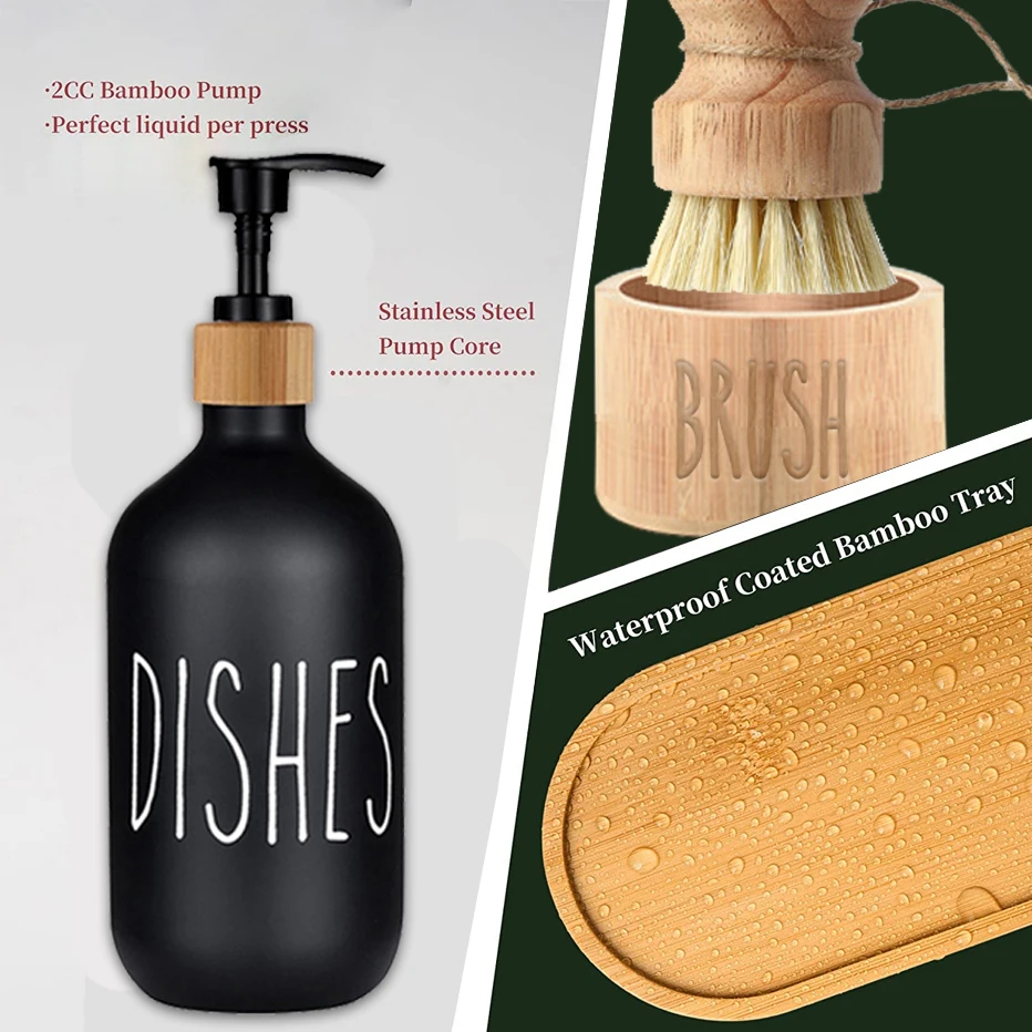 Description Picture 5 of itemKitchen Soap Dispenser Sink Brush Sponge Caddy Holder Tray Farmhouse Home Countertop Dish Hands Soap Bottle Kitchen Accessories