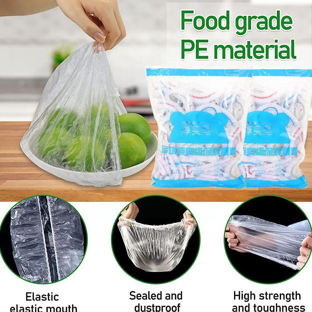 

50/100pcs Colorful Disposable Food Cover Saran Wrap Food Plastic Grade Kitchen Cover Fresh-keeping Refrigerator Bag Bowel A M6E0