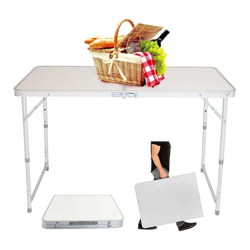 Table pliante de camping en aluminium | Table de camping | Hauteur réglable | Portable avec poignée de transport | Pour pique-nique/cuisine/jardin