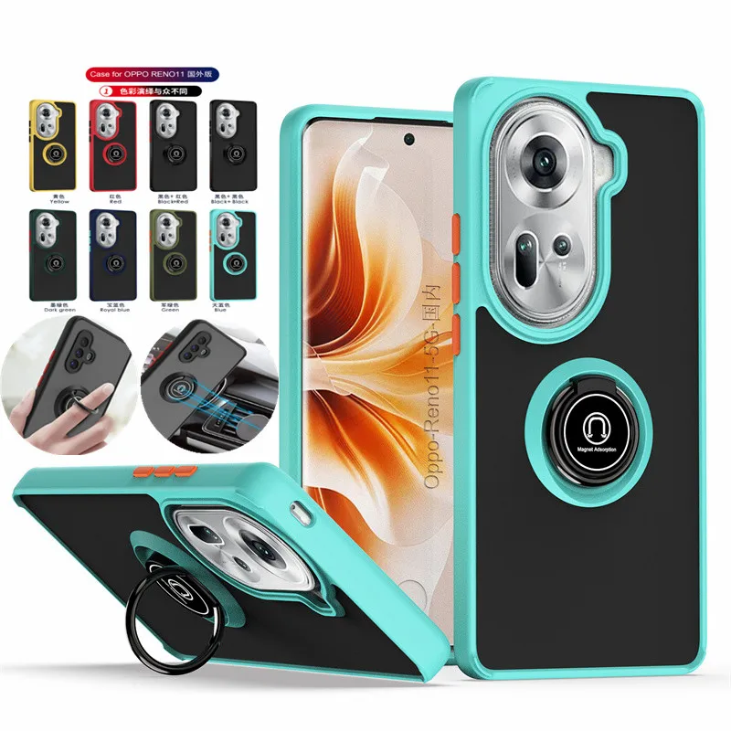 Matte Shockproof Phone Case with Magnetic Ring Stand Holder