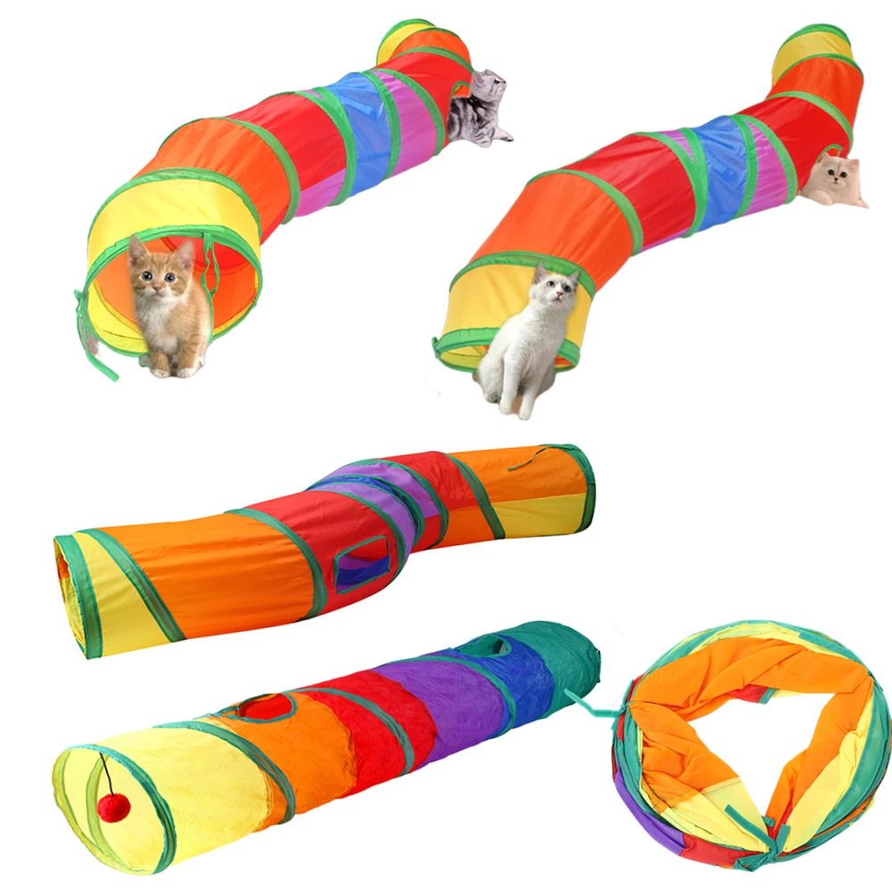 CatToysMouseShapeBallsFoldableCatKittenPlayTunnelTubeChat