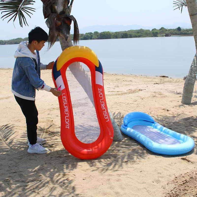 

Foldable Reclining Chair PVC Floating Bed With Shade Shed For Outdoor Water Floating Bed Adult Backrest Pneumatic Float Swimming