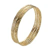 6PC/SET Trendy Gold Silver Color Bangles Bracelets For Women 68mm Big Circle Wire Round Bangle Jewelry Pulseras Gifts Wholesale 4