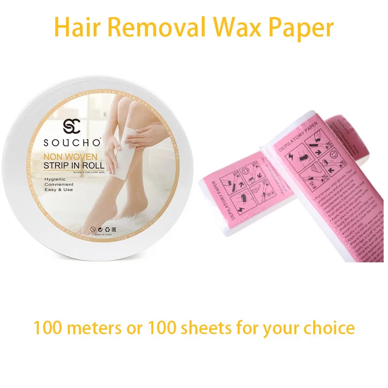 100m or Sheets Non-woven Fabrics Quick Painless Hair Removal Waxing Papers Depilatory for Facial Body Arm Bikini Leg Smooth Skin