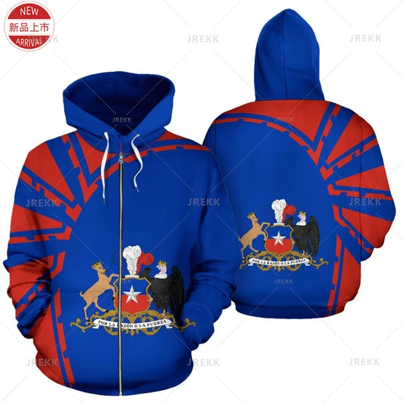 3d Republik-von Chile ethnische Flagge Karte Druck Reiß verschluss Hoodies Chile Wappen Grafik Reiß verschluss Pullover Vintage Herren Sweatshirt – Detail 12