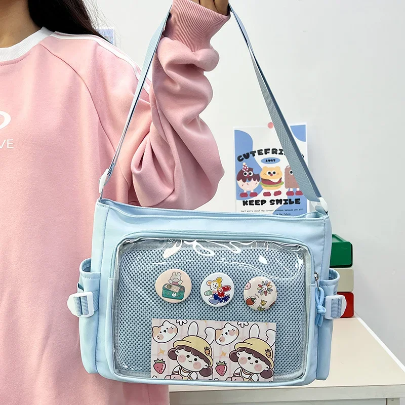 Preppy Style Candy Colour Cute Shoulder Bag Anime Expo Transparent Badge Display Messenger Bag Women Doll Itabag Crossbody Bag - Image 2