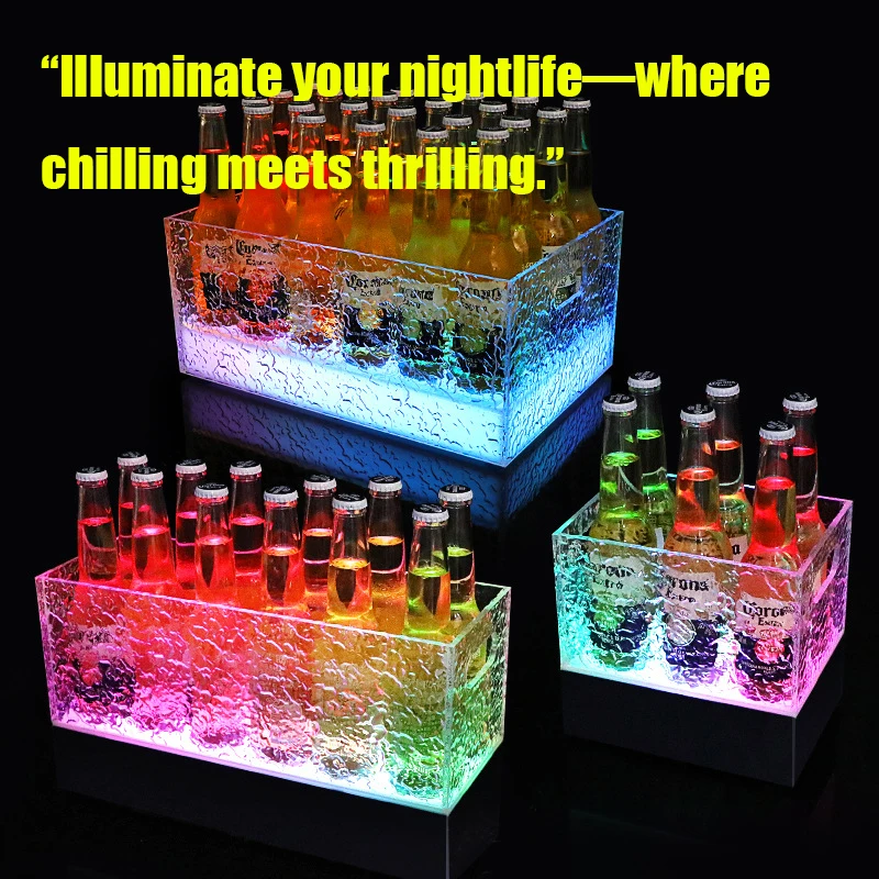 Bar KTV commercial beer frame luminous ice bucket PC plastic wine barrel creative LED color light charging champagne bucket