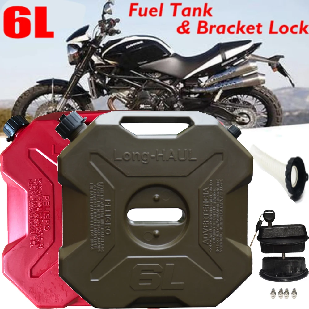 6 Liters Fuel Tank Petrol Can Plastic Motorcycle Car 6L Backup ATV Portable With Mount Jerry Can UTV Oil Container for petrol can,motorcycle fuel container