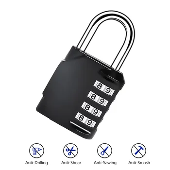 4 Dial Digit Password Lock Metal Code Combination Padlock Waterproof Resettable Password Lock Travel Suitcase Security Accessory 1