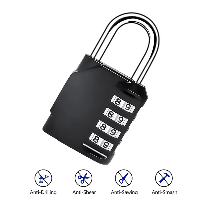 4 Dial Digit Password Lock Metal Code Combination Padlock Waterproof Resettable Password Lock Travel Suitcase Security Accessory 1