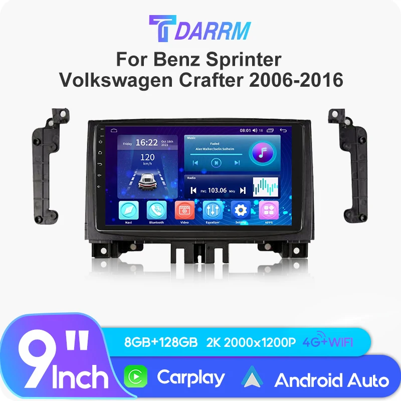 

9" Car AutoRadio Android12 For Benz Sprinter Volkswagen Crafter 2006-2016 Carplay Wireless Navigation GPS Car Multimedia Player